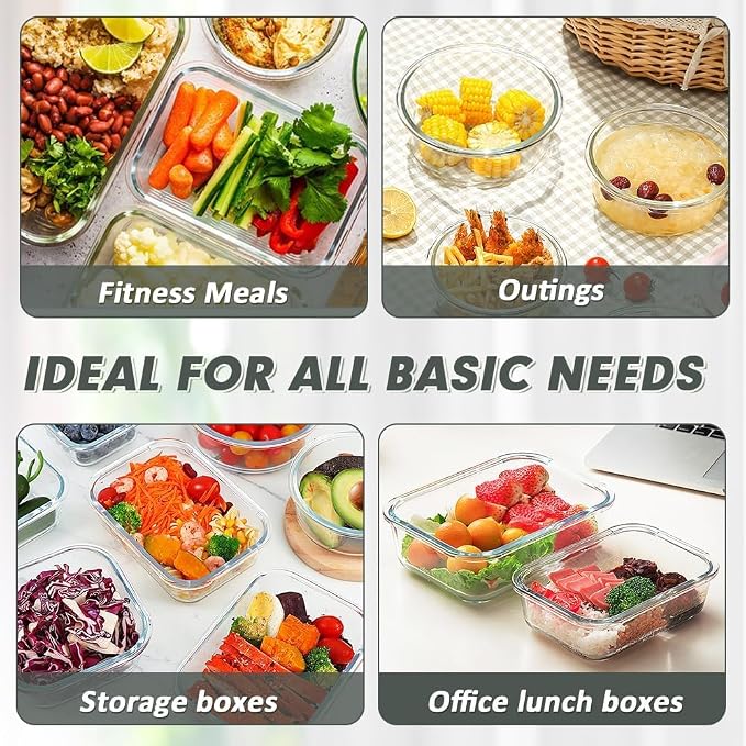 VERONES 12 Packs Glass Food Storage Containers Set - Image 6