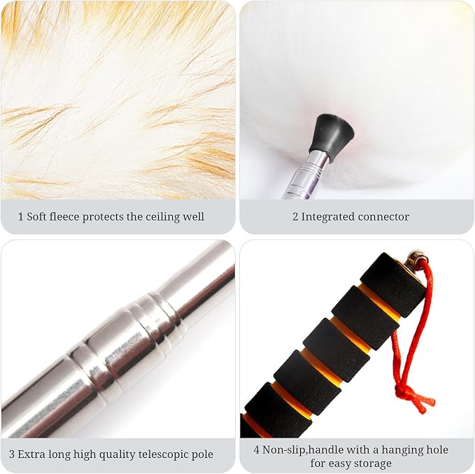 Lambs Wool Extendable Household Cleaning Duster 64" Wall Duster Cleaner - Image 5