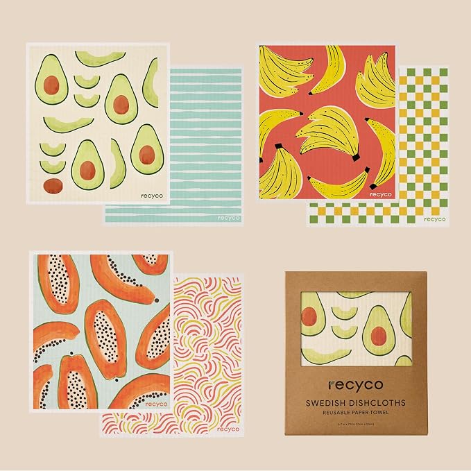 RECYCO Swedish Dishcloths for Kitchen | 6 Packs Fruit Joy Washable Dish Rags | - Image 8