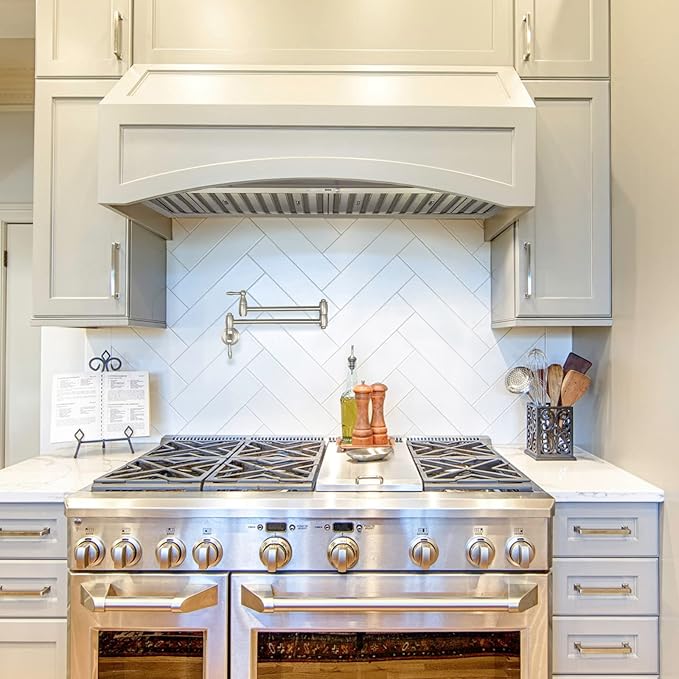 Akicon Range Hood Insert 36 Inch, Ultra Quiet, Powerful Suction Built-in Kitchen Vent Hood, Stainless Steel Ducted Stove Hood with Dimmable LED Lights Warm White, 4-Speed 600CFM