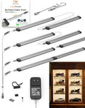 EBD LED Shelf Lights for Bookshelf Closet Bookcase 4-Way 48” Splitter Parallel Under Cabinet Lighting Built-in Adjustable Cable Kitchen Counter Light Bar 8 Panels Energy 3600Lm 3000K