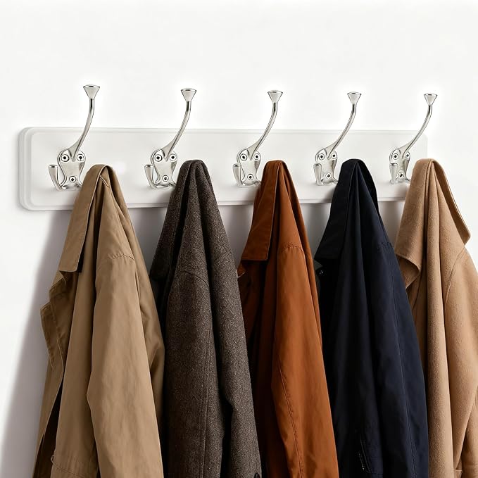 IBosins 2 Pack White Coat Rack Wall Mount - Image 3