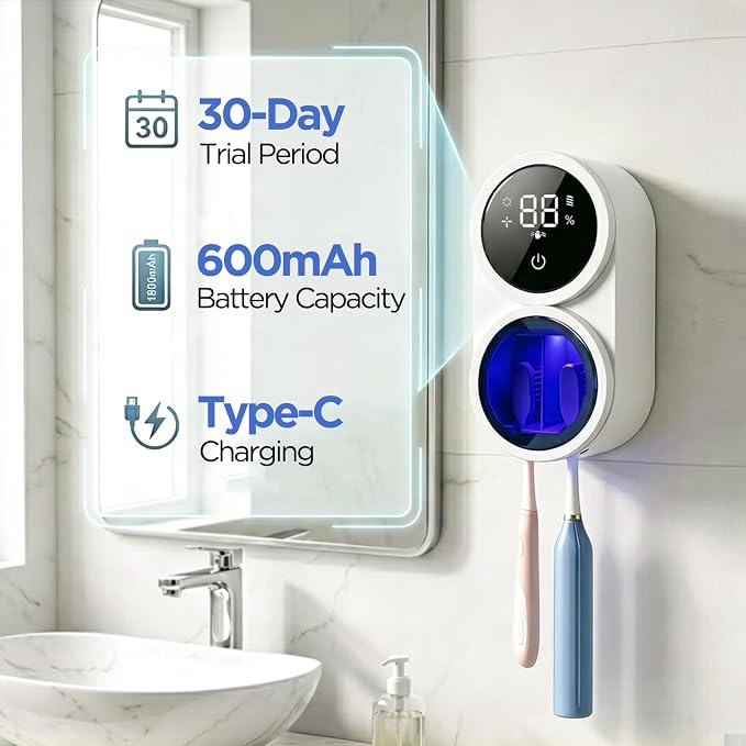 UV Toothbrush Sanitizer Holder 600mAh，Fast Charge&Auto-Inductive | portable - Image 5