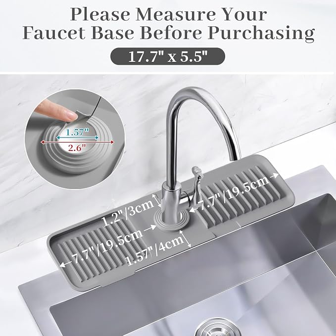 PoYang 17.7 Inch Silicone Sink Splash Guard, Kitchen Sink Mat, Keeps Faucet - Image 2