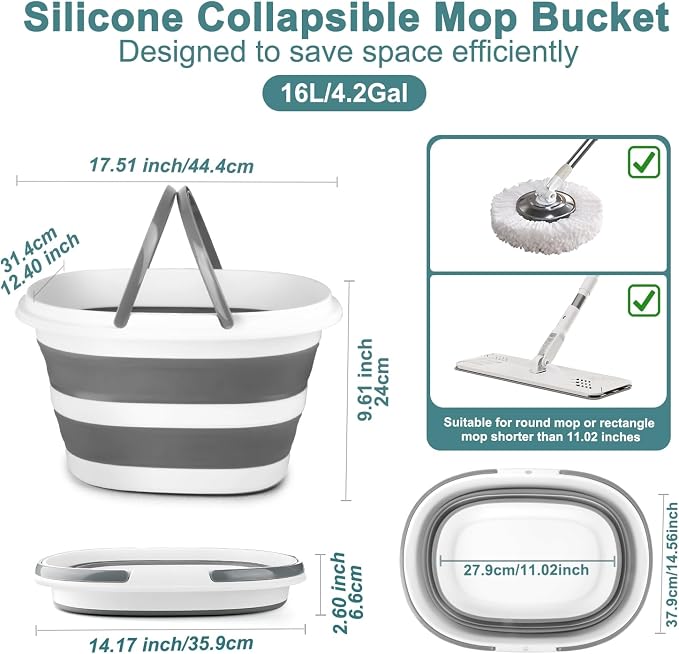 Collapsible Mop Bucket with Handle - Image 2