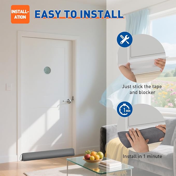 MAGZO Door Draft Stopper 32 Inches, Energy Saving | Triangular Weighted Door - Image 9