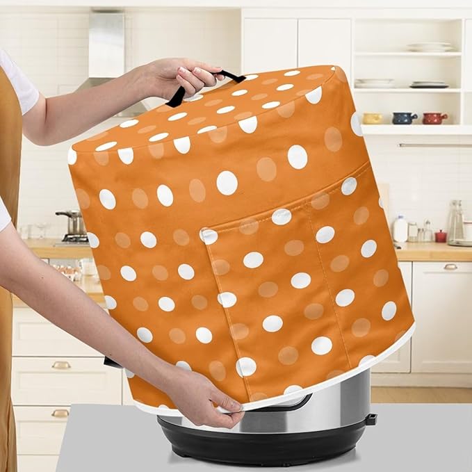 Dust Cover for 8 Quart Pressure Cooker Air Fryer Rice Cooker Small Appliance Covers, Washable Air Fryer Dust Cover for Kitchen Counter- Orange Polka Dot