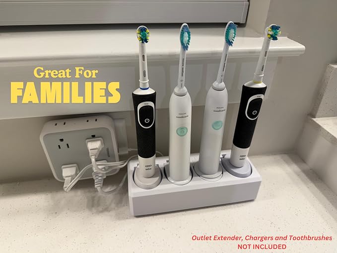 4 Slot Family Electric Toothbrush Charger Holder and Bathroom Organizer - Image 8