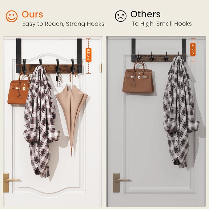 Over The Door Hooks Heavy Duty, Wood Over Door Hanger Hook - Image 8