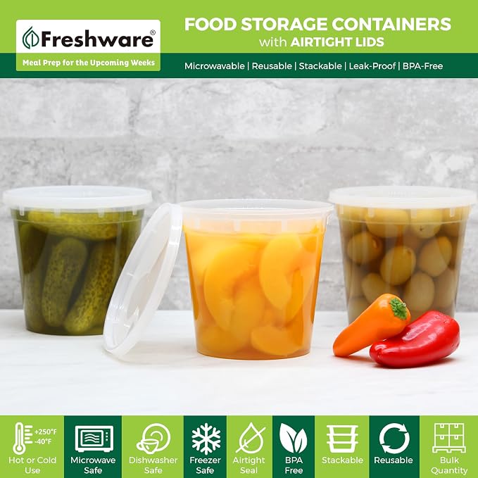 Freshware Food Storage Containers 24 oz Plastic Deli Containers - Image 2
