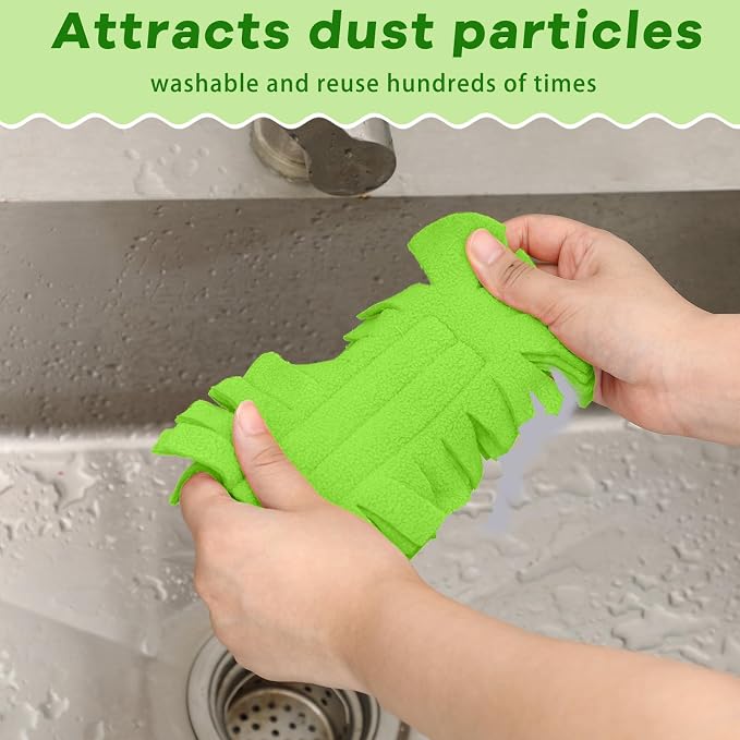 Zubebe 6 Pcs Reusable Duster Refills Fleece, Olive Green | Soft Polyester Fiber - Image 4