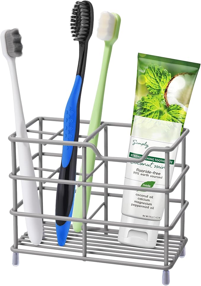 Toothbrush Holders for Bathrooms 304 Stainless Steel Quick Drying Grey | by Urbanstrive