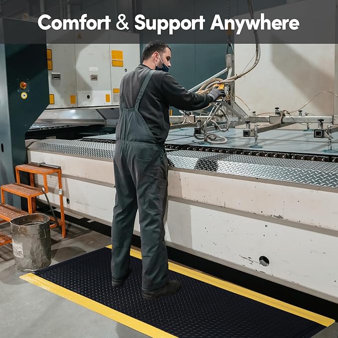 Anti Fatigue Mats Industrial 2' x 6' 15/16" Thick Ergonomic Standing Mat Commercial Kitchen Mat Heavy Duty Diamond Plate Cushioned Shop Floor Mats Helps Relieve Back and Leg Soreness