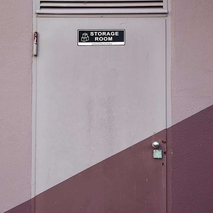 Door Sign,RAMIEYOO Acrylic Authorized Personnel Only Signs for Door,Black and White - 9"x 3" (Storage Room)