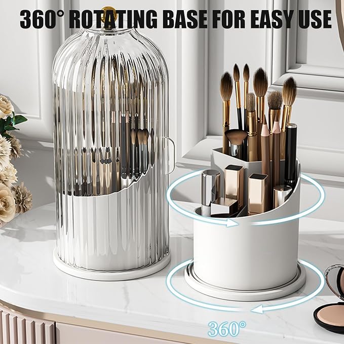 Concealed Toothbrush Holder, Rotating Bathroom Organizer Countertop | - Image 2