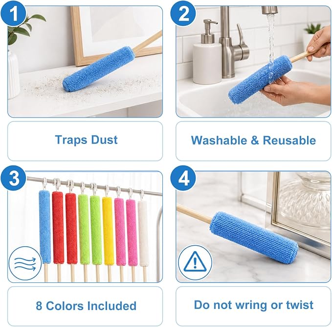 Honeydak 6 Pcs Microfiber Detail Duster Sticks Mini Crevice Cleaning Tools | - Image 7