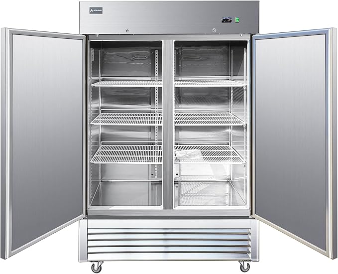 Aceland Commercial Refrigerator Stainless Steel Reach-in Solid Door Upright Fan Cooling Refrigerator for Restaurant, Bar, Shop, Residential 49 Cu.ft (Commercial Kitchen Equipment), Silver (AKR49)