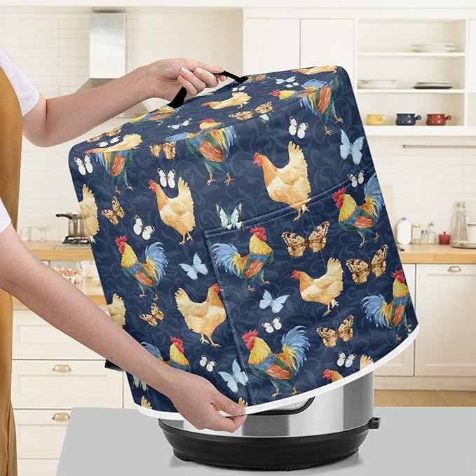 Chicken Butterfly Pressure Cooker Cover for Women Dust-proof Cover for Rice Cooker Air Fryer Kitchen Appliance Covers with Top Handle and Pocket Home Kitchen Decor Gifts for Friends