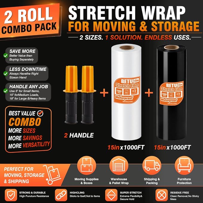 Stretch Film Shrink Wrap Privacy Combo Kit x 1000 Ft - Image 3