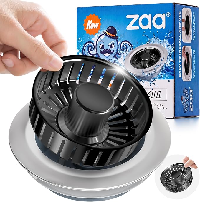 zaa 3 in 1 Kitchen Sink Drain Strainer Stopper Removable Basket Pop-Up by zaa