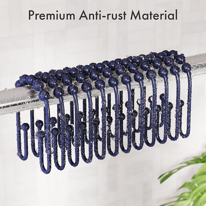 AmazerBath Shower Curtain Hooks, Sturdy Shower Curtain Rings, Metal Shower - Image 2