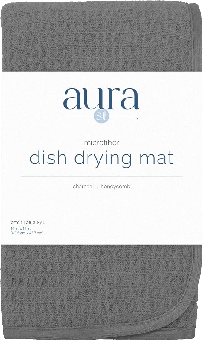 S&T INC. Dish Drying Mat, Charcoal Grey | Absorbent Microfiber, Kitchen Counter - Image 9