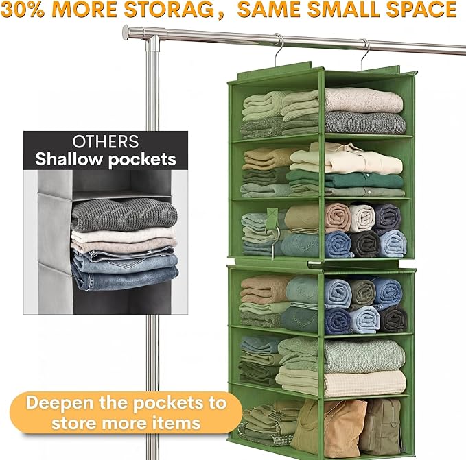 Extra Deep Hanging Closet Organizers and Storage, 2 Pack 3-Shelf | Separable - Image 4