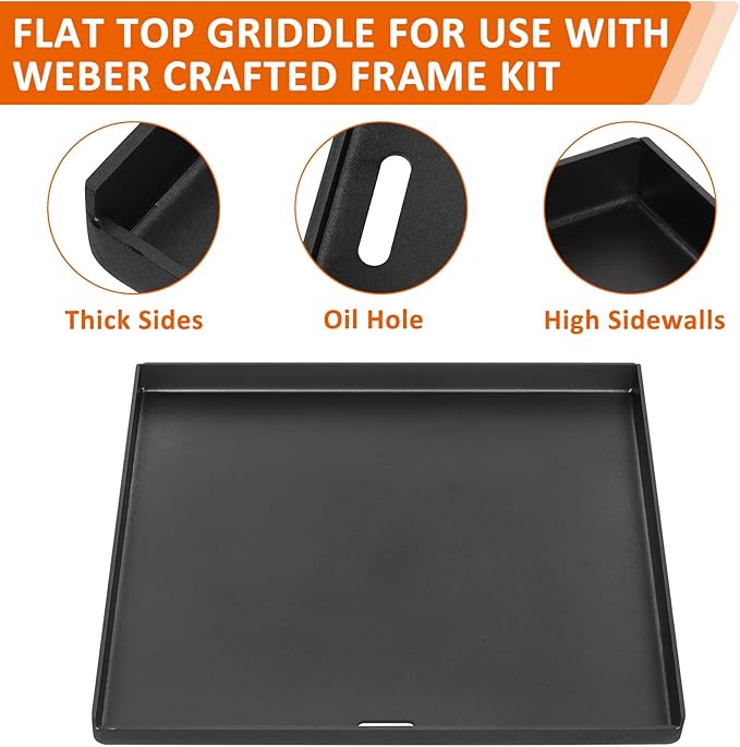 7672 Flat Top Griddle Replacement Parts for Weber Genesis E-325S S-325S SX-325S EX-325S Spirit 200 300 Genesis II 300 II 400 Smokefire EX4 EX6 Series Cast Iron Cooking Plate Insert Accessories