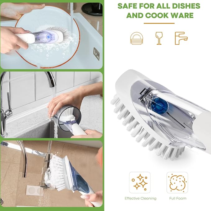 RIMAY Soap Dispensing Dish Brush Dish Scrubber - Image 6