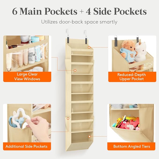 Lifewit 1 Pack Over the Door Organizer, 6 Section Clear Window Hanging Storage - Image 3