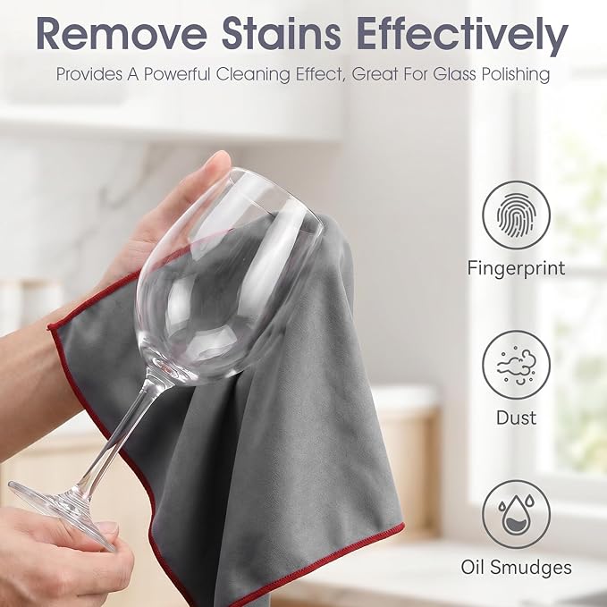 6 Pcs Microfiber Glass Polishing Cloths, 25 x 20 Inch Lintless Streak-Free - Image 4