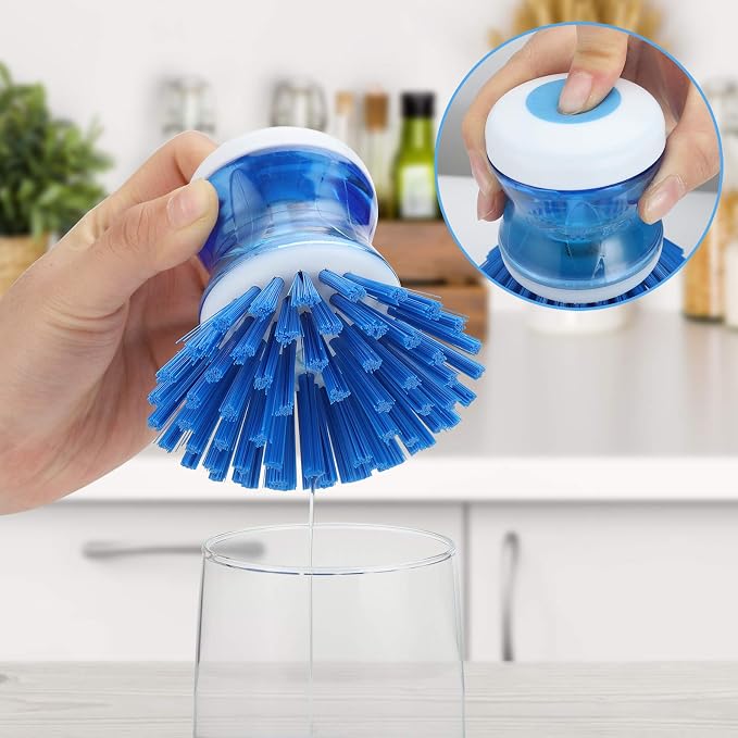 Dish Brush with Soap Dispenser, Stiff Bristles Dish Scrubber - Image 4