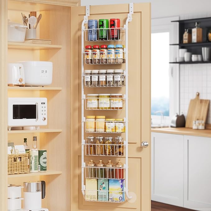 Delamu Narrow Over The Door Pantry Organizer, 8-Tier Metal Pantry Door by DELAMU