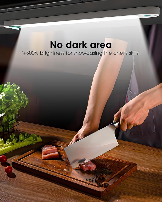 Hand Wave Under Counter Lights for Kitchen, Motion Sensor Lights Plug in, with Retractable Cable, 6000K White Dimmable Wired Closet Lights 3 Pack