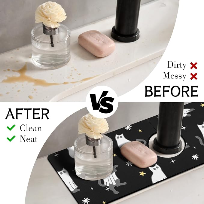 Halloween Kitchen Sink Splash Guard Faucet Mat, Farmhouse Sink Splash Guard - Image 3
