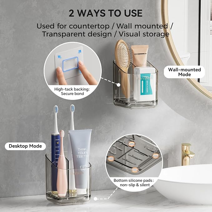 3 Slots Detachable Toothbrush Holders Wall Mounted - Image 4