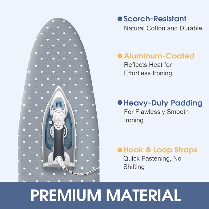 Ironing Board Cover and Pad for Standard Size 15" x 54", Dark Gray - Image 2