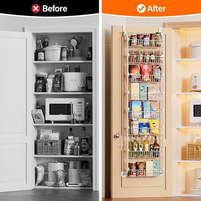 Delamu Over The Door Pantry Organizer, 8-Tier Metal Pantry Door Organization - Image 5