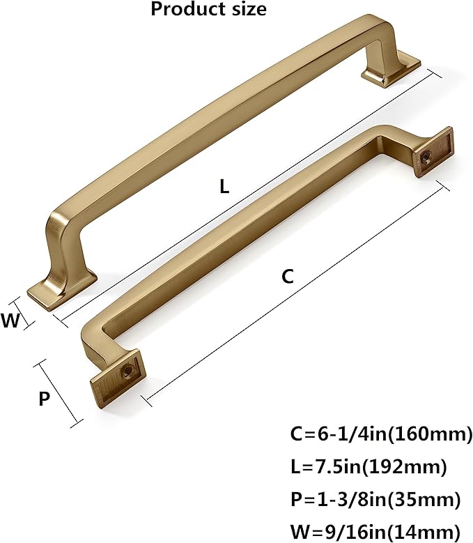 khtumeware 10 Pack 6-1/4 Inch Cabinet Handles - Champagne Bronze Cabinet Pulls & Warm Brass Drawer Pulls