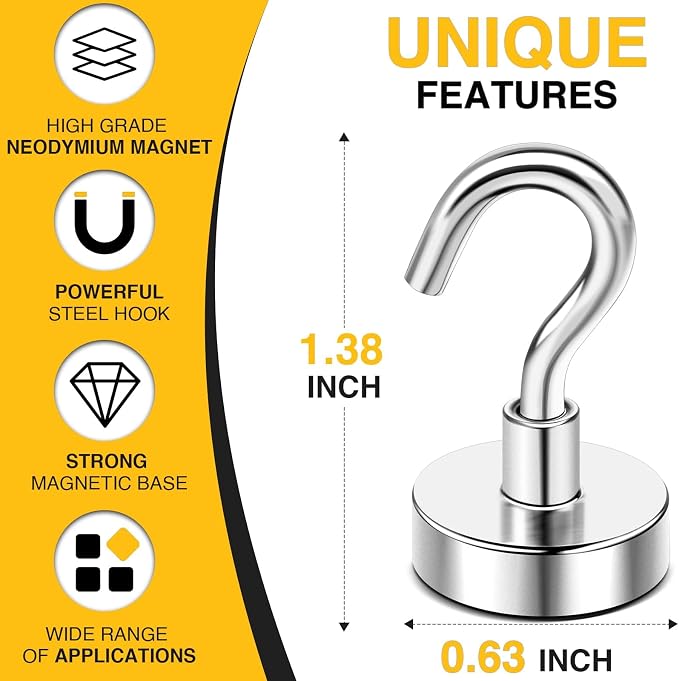 DIYMAG Magnetic Hooks 60pcs 30lbs Cruise Essentials 2026 Magnet Hook - Image 3
