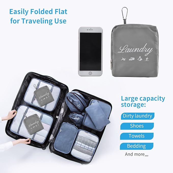 2 Pcs Travel Laundry Bags, JHX Dirty Clothes Organizer【Upgraded】with Handles - Image 4