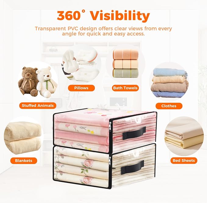 SpaceWhisper Clear Sheet Storage Bags, 8 Pack, 17.7 x 15.7 x 7.9 in | Sheet - Image 4
