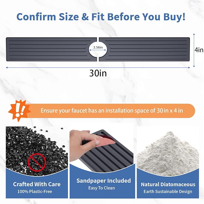Fast Drying Kitchen Sink Splash Guard, Durable Stone Kitchen Faucet Mat - Image 3