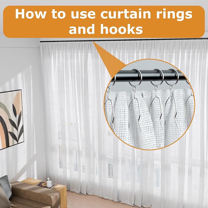 100 Pack Silver Metal Curtain Hooks Pin-On Drapery Hooks, Suitable - Image 5