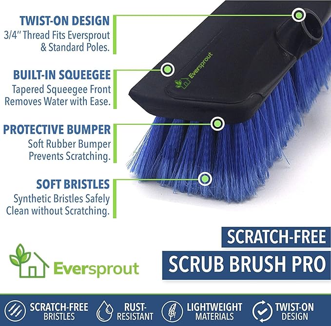 EVERSPROUT Scrub Brush, 1.5 to 3ft Pole, Rubber Bumper, No-Scratch | - Image 5
