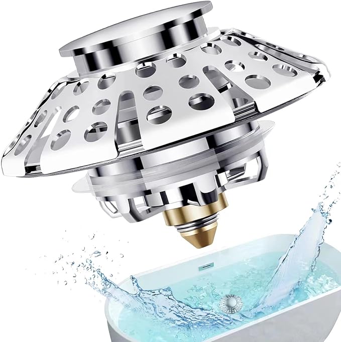 AzWzz Universal Tub Stopper Bathtub Drain Plug, Pop Up Tub Drain Hair Catcher - Image 7
