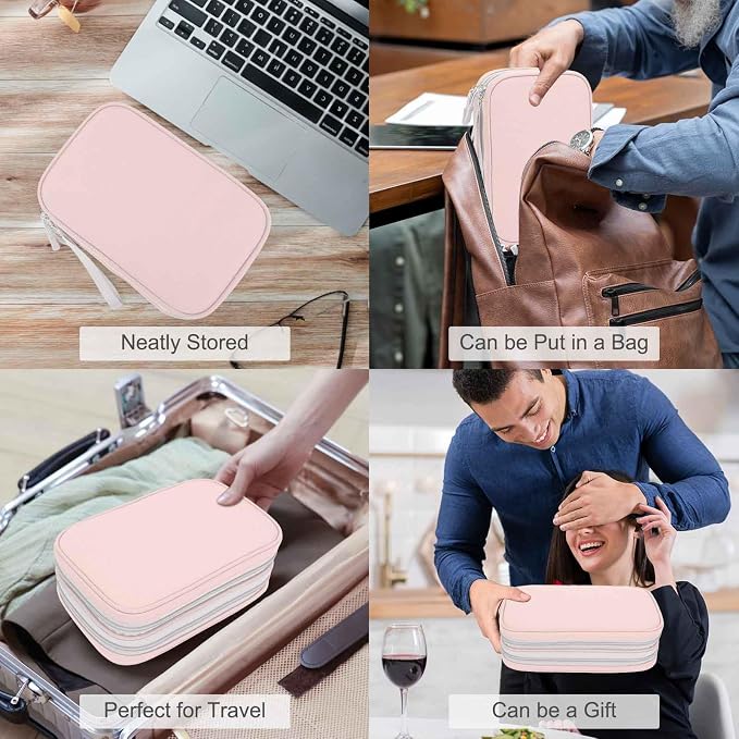 FYY Electronic Organizer, Travel Tech Pouch Bag, Light Pink | Wrist Strap - Image 7