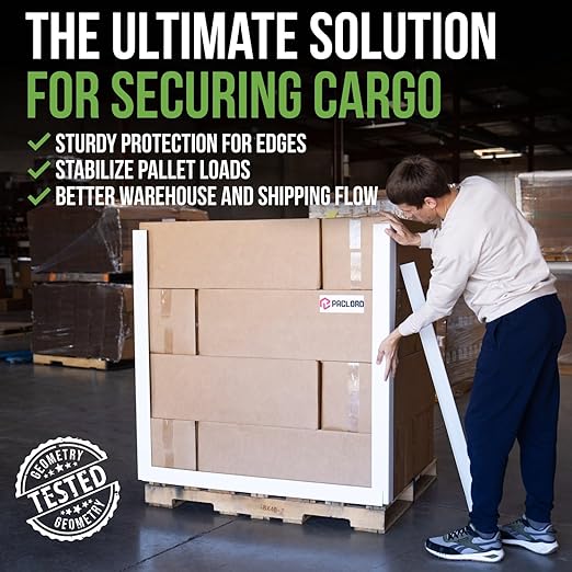 Extra-Wide 48" x 3" x 3" Reinforced Cardboard Edge Protectors (Pack of 24) – 0.16" Standard-Duty Thickness – Cardboard Edge Protectors for Shipping – American Quality Pallet Edge Protector