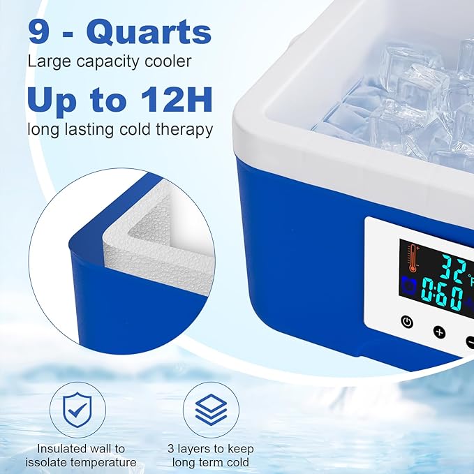 Ice Machine for Knee After Surgery, Timer Looped Knee Ice Machine with Digital Panel, 9 Quarts Cold Therapy Machine for Knee Replacement Home Cryotherapy System for Surgery Recovery