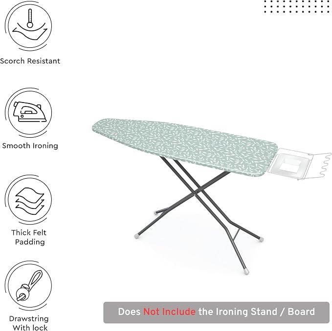 Encasa XO Ironing Board Cover and Pad, Thick Felt 49"x18" - Image 3